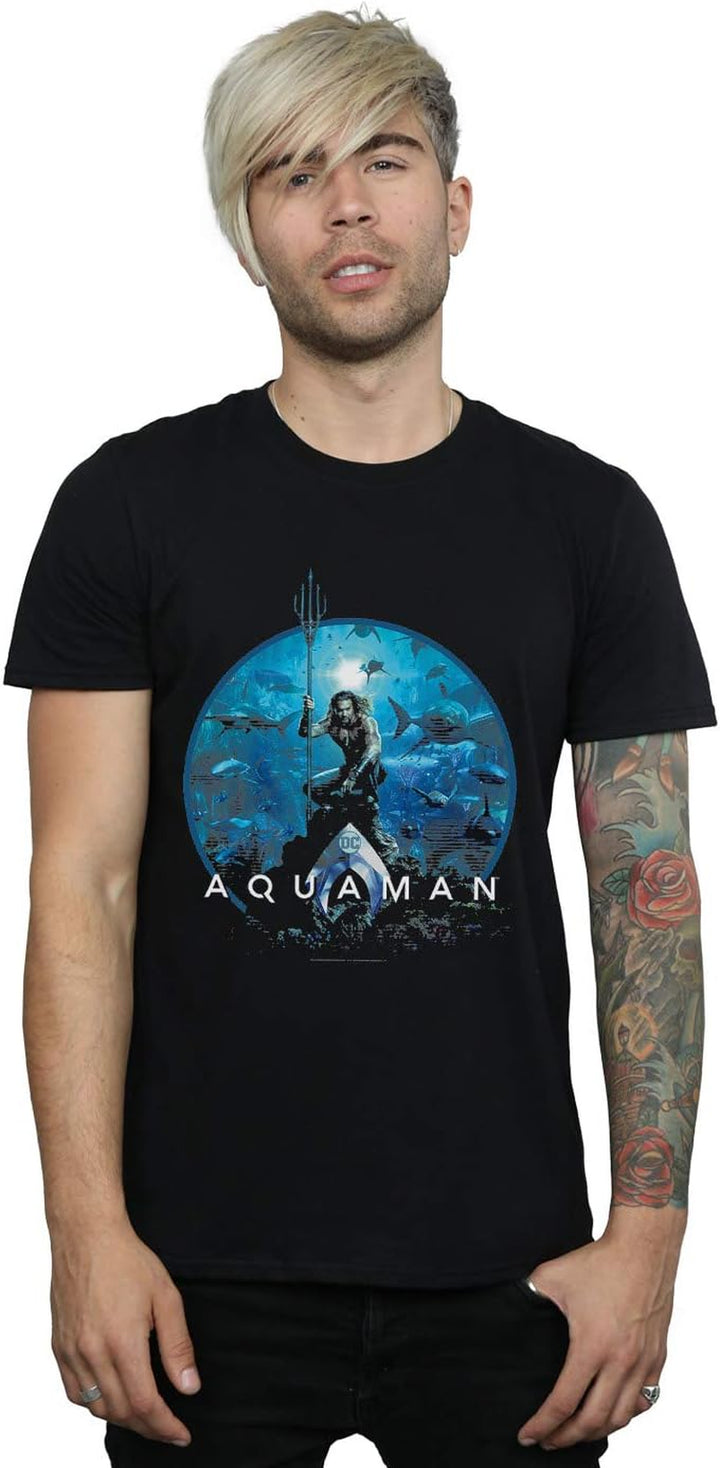 DC Comics Men's Aquaman Circle Poster T-Shirt by Aquaman