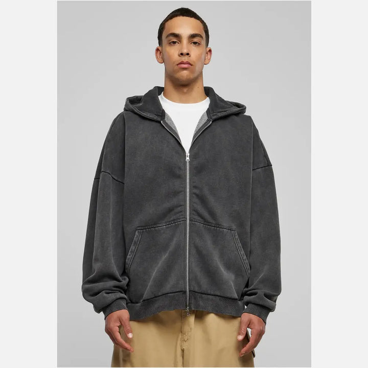 Urban Classics - Men's Heavy Stone Washed 90s Zip Hoodie-0