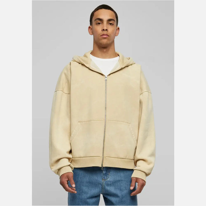 Urban Classics - Men's Heavy Stone Washed 90s Zip Hoodie-1