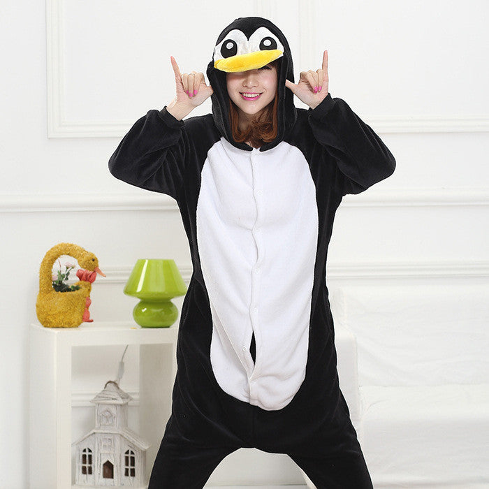 Mengshufen - Penguin Animal Style Flannel Jumpsuit Pyjamas - Egg n Chips London