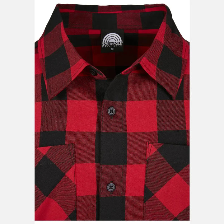 Southpole - Men's Red Check Flannel Shirt-9