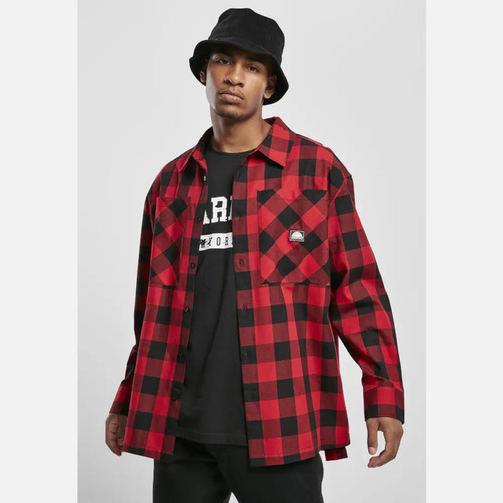 Southpole - Men's Red Check Flannel Shirt-4