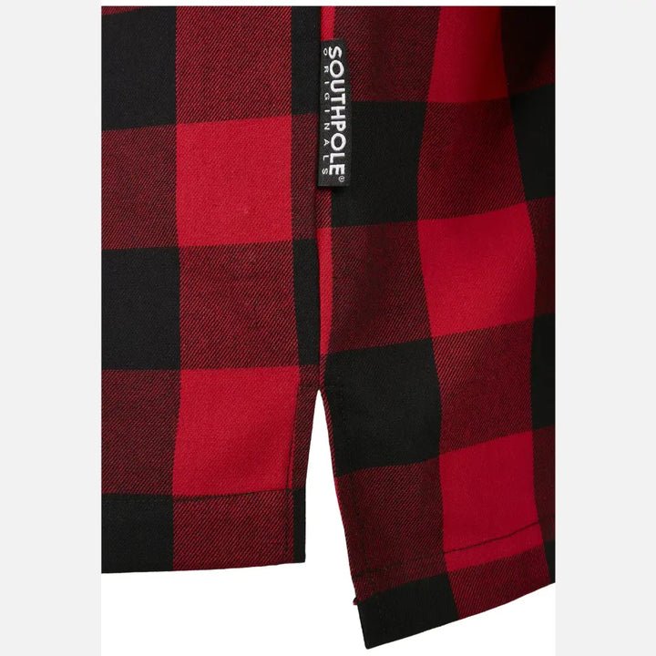 Southpole - Men's Red Check Flannel Shirt-6