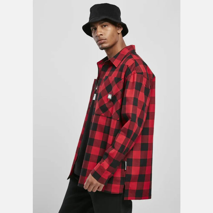 Southpole - Men's Red Check Flannel Shirt-3