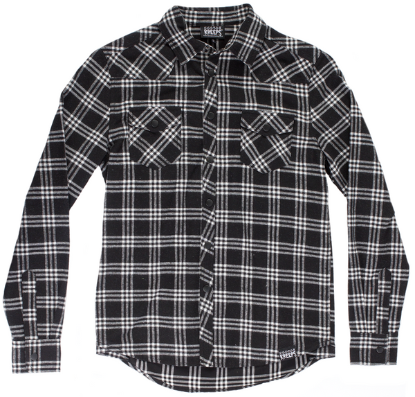 Kustom Kreeps - Alternative Western Button Down Blk / Wht Plaid by Kustom Kreeps