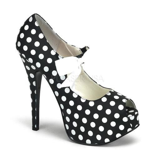 Bordello Shoes - White Polka Dot Teeze Platform Heels by Bordello Shoes